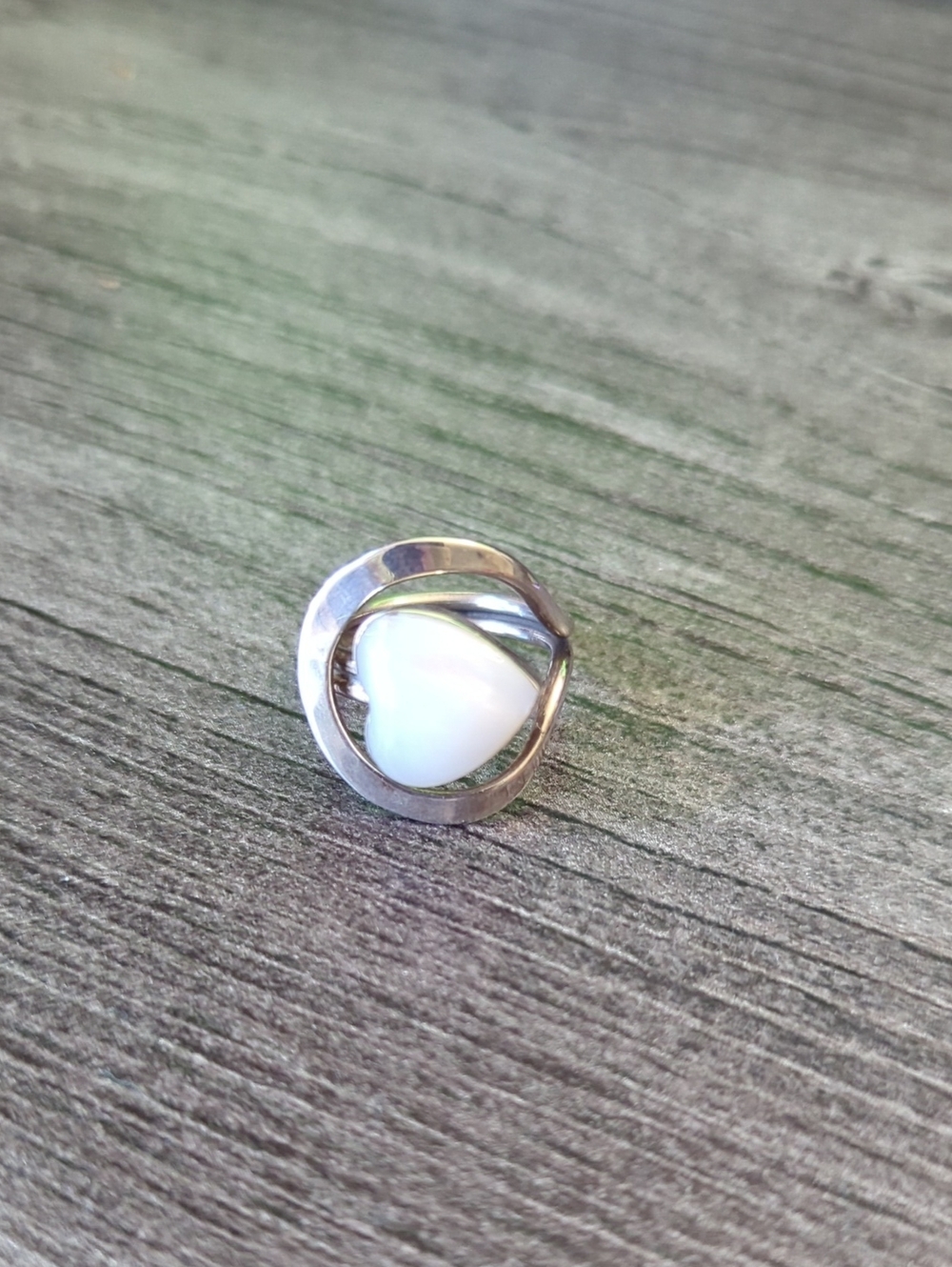 Silver Heart Ring with White Stone